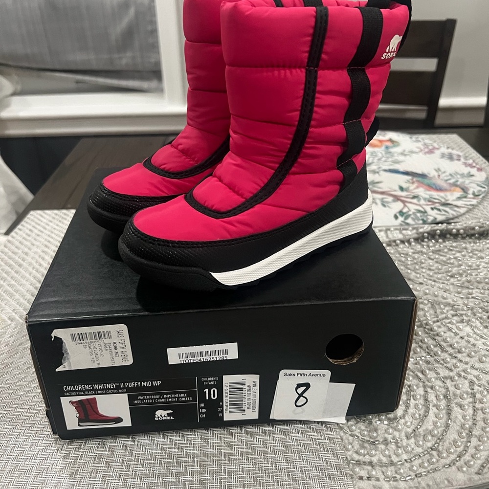 NEW Sorel Whitney II Puffy Mid Winter Boots Pink/Black